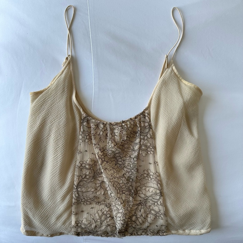 Cream and Tan Lace Cami Top